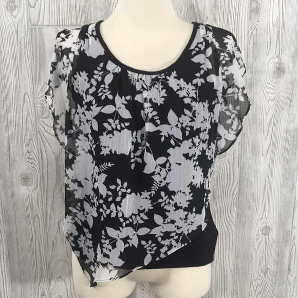 Ab Studio Asymmetrical Layered Blouse Medium - Picture 1 of 11